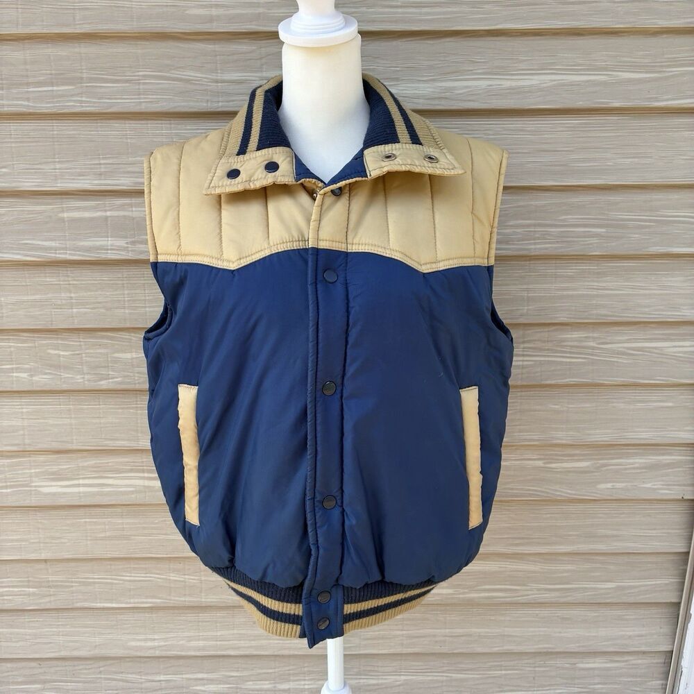 V.I.P Puffer Vest Mens L Quilted Vintage Nylon Winter Ski Made in Tawain